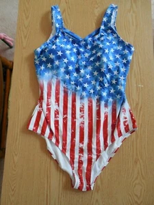 NEW WOMENS SEXY PATRIOTIC AMERICAN FLAG 1PC SWIMSUIT STRETCHY MEDIUM 4TH OF JULY - Picture 1 of 5