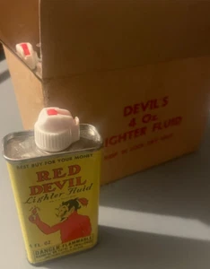 12-Vintage Red Devil Lighter Fluid Cans. 4 Fluid Oz. Empty. - Picture 1 of 7
