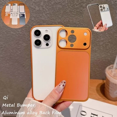 Estuche de película trasera de aluminio a prueba de golpes con parachoques de metal para iPhone 13/14/15/16 Pro Max Foto 1 de 4