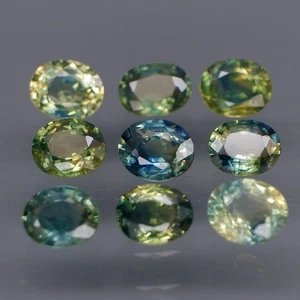 Ovalado 5x4 mm. ¡Solo calefacción! Zafiro verde azul natural Australia 9 piezas/3,56 quilates - Imagen 1 de 6