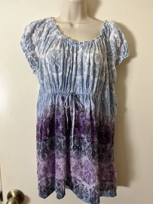 Top LizWear Talla XXL Manga Corta Abullonada Cordón Cintura Imperio Campesino Top Foto 1 de 4