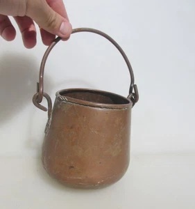 Small Vintage Copper Bucket Handle Old Planter Tub Plant Pot 4.5"W - Picture 1 of 10