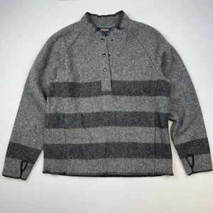 Woolrich Pullover Damen M Pulli Oversize gestreift Hudson Bay Daumenlöcher grau - Bild 1 von 6