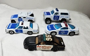 1980er 90er 5 Matchbox 1 Hot Wheel Vintage Polizeifahrzeug Lot blau & weiß Set - Bild 1 von 9