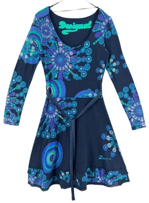 Desigual Donna collo Manica Lunga Abito Floreale Taglia M - Immagine 1 di 4