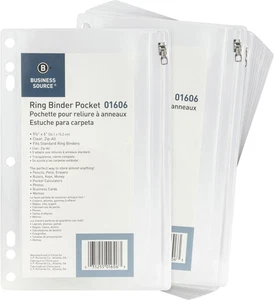 Ringbuch Tasche mit Reißverschluss, 9,5" x 6", transparent mit weißer Rückseite, 24 Stück - Bild 1 von 12