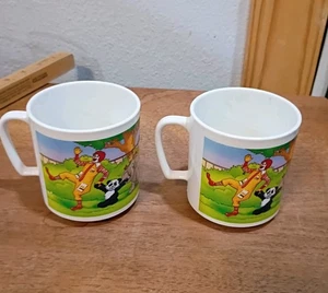 Set Of 2 Vintage McDonald's 1996 Ronald McDonald Animals Plastic Handle Kid Cup - Picture 1 of 14