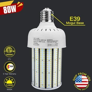 80W LED Corn Bulb 5000K Daylight Airport Shop Light AC480V (350W MH HID Equival) - Picture 1 of 11