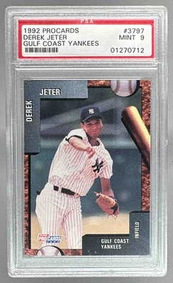 01270712 Derek Jeter 1992 Fleer Procards #3797 Gulf Coast Yankees RC PSA 9 Foto 1 de 3