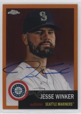 2022 Topps Chrome Platinum Anniversary Orange Refractor /25 Jesse Winker Auto - Image 1 of 2