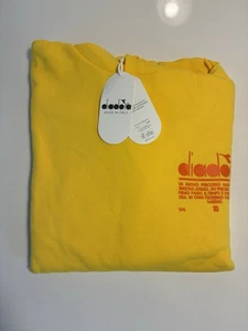 diadora Manifesto Pullover Hoodie Herren M Gelb Freizeit Oberbekleidung Made In Italy - Bild 1 von 16