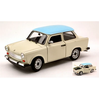 TRABANT 601 1964-1990 BEIGE WITH LIGHT BLUE ROOF 1:24 Welly Auto Stradali Modell - Immagine 1 di 3
