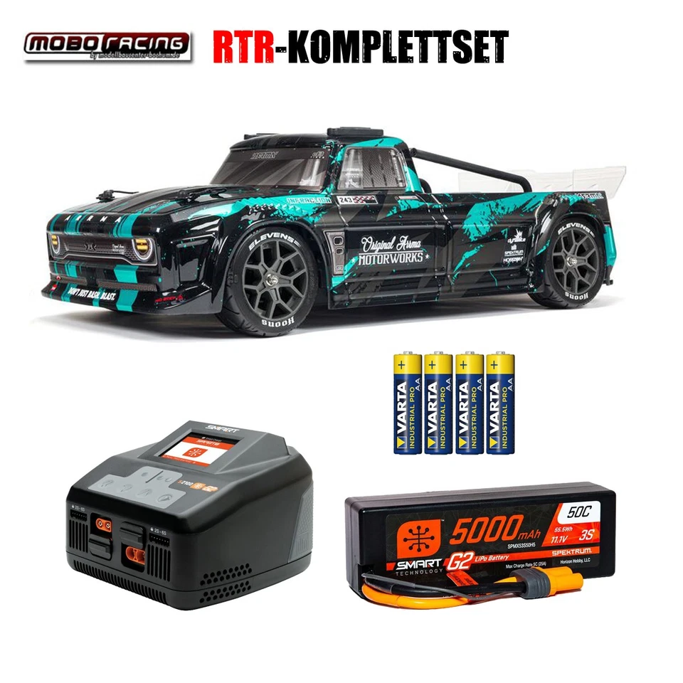 Arrma ARA4315V3T2 INFRACTION 4X4 3S BLX 1/8 Truck Blk/Teal 3S RTR-Komplettset - Bild 1 von 1