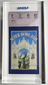 Super Bowl XXII Ticket Stub 1988 Acryl Holder Searle Paperweight Field Level - Bild 1 von 7