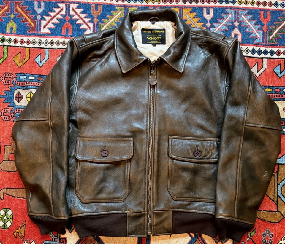 Schott G-1 M-422 B Wings of Gold Brown Leather Bomber Jacket Size Large - Image 1 of 4