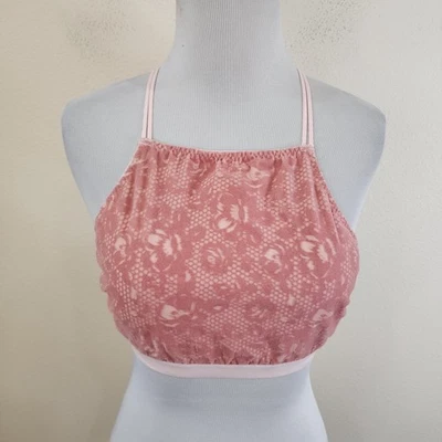 Gilly Hicks Women's Pink Strappy Crop Bra Top Padded Size Medium Shirt - Image 1 of 4