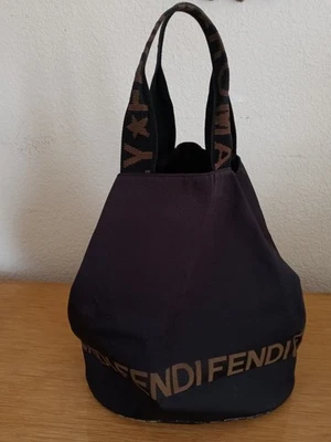 Fendi Logo Line Roma Mini Small Canvas Black Tote Bag Purse - Image 1 of 4