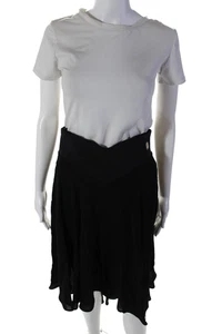 Elisabetta Franchi Womens Black Zip Back Unlined A-line Hi-Low Skirt Size 44 - Picture 1 of 7