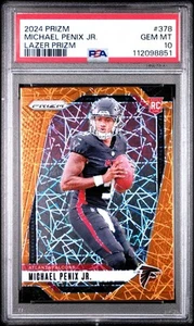 2024 Panini Prizm - Michael Penix Jr. #378 Orange Lazer Prizm (RC) PSA 10 - Picture 1 of 2