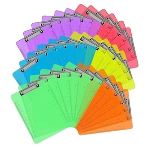 Plastic Clipboards, 36 Pack Clear Colored Clipboards, Low Profile Clip Board - Picture 1 of 8