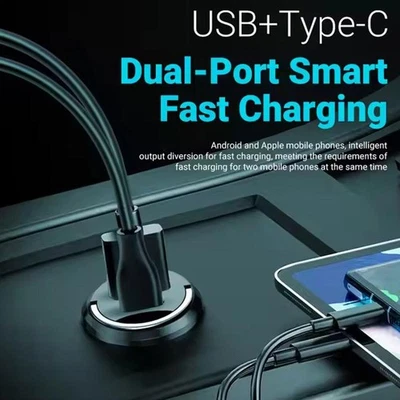 Mini 100W PD QC Pull Fast Charging Car Charger USB C Charger Car Phone W9N1 - Image 1 of 4