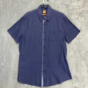 Hugo Boss Shirt Mens 2XL 2 Extra Large Slim Fit Blue Short Sleeve - Picture 1 of 8
