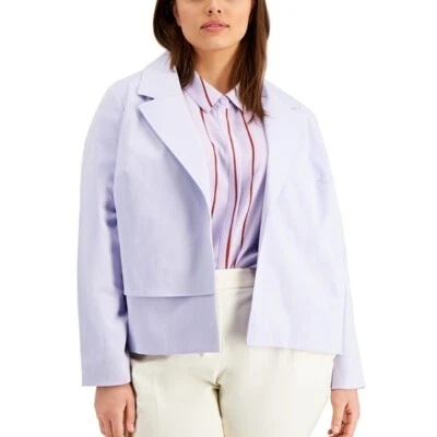 NUEVO SIN ETIQUETAS Mujeres Alfani Talla Grande Detalle Frontal Chaqueta Blazer Abrigo Suave Lila Talla-1X Foto 1 de 4