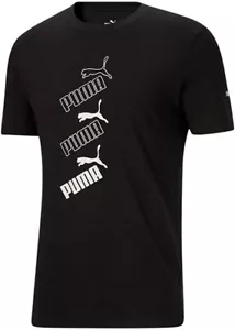 PUMA Men's Amplified Stack Logo T-Shirt Black Size XL - Picture 1 of 4