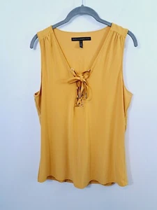 White House Black Market Medium Lace Up Tank Mustard Yellow Stretch Fabric - Picture 1 of 5