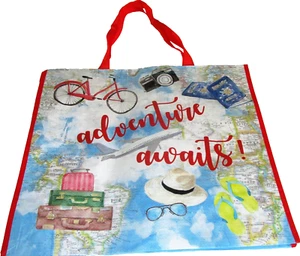 Reusable Tote Bag 19" X 18" X 8" ADVENTURE AWAITS! By HomeGoods - Picture 1 of 1