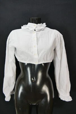 Gr.42 Dirndlbluse weiß Bluse für Dirndl Baumwolle mit Spitze B10531 - Bild 1 von 4