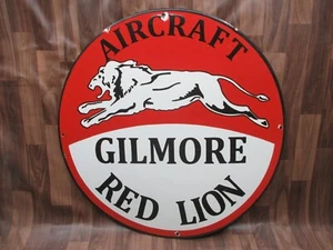 Porcelain Gilmore Red Lion Enamel Metal Sign Plate Size 30" Inches Round - Picture 1 of 7