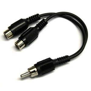 Single Male To 2 Female RCA Splitter Cable Audio Adapter Connector for Mono VCR - Picture 1 of 2