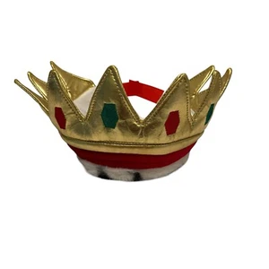 Kids Dress Up Royal King Luxury Fancy Crown Gold Red Soft Plush Adjustable - Picture 1 of 8