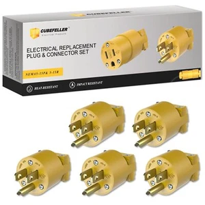 Extension Cord Ends Male Kit, Replacement Plug, 3 Prong, 15Amp, 125Volt, NEMA 5- - Picture 1 of 7