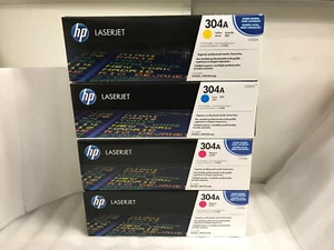 Set of 4 - 304A HP Laserjet Toner Cartridges CYM - Brand New Factory Sealed - Picture 1 of 6