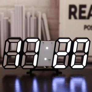 3D Led Digital Alarm Wall Clock Date Temperature Display Adjustable Clocks Home - Picture 1 of 7