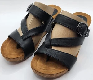 Eurosoft Emrie Wedge Sandal Black Womens Size 6M - Picture 1 of 6