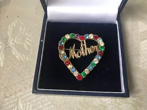 SPILLA VINTAGE AMORE CUORE MADRE CRISTALLO IMPREZIOSITA SPILLA TONO ORO - Foto 1 di 2