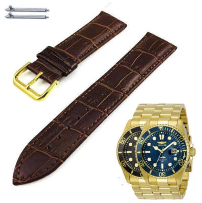 Correa de reloj de cuero de cocodrilo marrón Invicta Pro Diver 30024 30025 30026 #1081 Foto 1 de 4