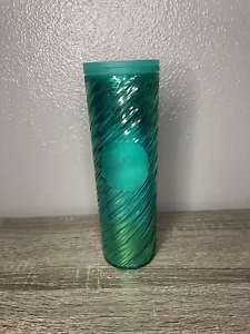 Starbucks Invierno 2022 Lanzamiento Texturizado 16 OZ Vaso de Bebida Fría Verde Iridiscente - Imagen 1 de 9
