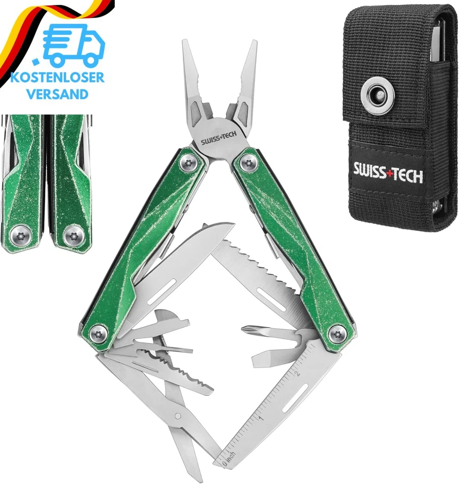 Swiss+Tech Multifunktionszange 16-In-1, Faltbare Mulitool Edelstahl Multifunktio - Bild 1 von 4