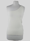 White Tank Top New One Shoulder Knit Fitted Size Medium UK Whistles RRP $140