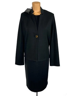 NUEVO CON ETIQUETAS ST. JOHN Tejido Negro Milano Chaqueta Blazer Vestido Traje talla 12 $2590 Foto 1 de 4