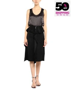 RRP €1010 BURBERRY Silk Satin Midi Skirt UK6 US4 IT38 XS-S Black Ruffle Trim - Picture 1 of 6