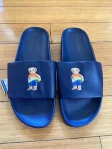 Polo Ralph Lauren Men Slide Sandal Flip Flops Slipper "POLO BEAR EDITION" NEW - Picture 1 of 10
