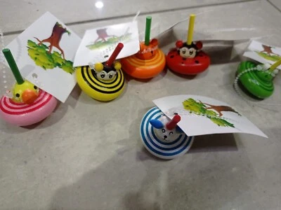 1mini Trottolalegno diametro 4,5cm altezza 5.5cm trottole artigianale animali  - Immagine 1 di 4