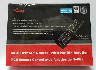 Rosewill Remote Control Netflix RHRC-11002 Windows 7/8 Certified MCE IR New - Image 1 of 2