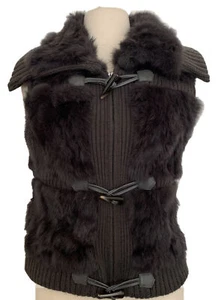YVES SALOMON Fur Toggle Vest Sz. 40 FRANCE - Picture 1 of 5