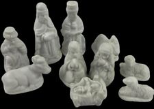 10 Piece Nativity Set White Ceramic Figures